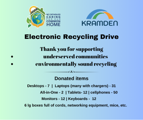 A thank you for the Electronic Recycling Drive at Holy Name of Jesus Cathedral
